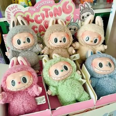 Originele authentieke Popmart Labubu Monsters Spannende Macaron Zit Blind Box Figuur Plush Pop schattig speelgoed Mysterie Dozen