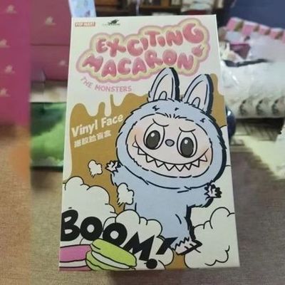 Originele authentieke Popmart Labubu Monsters Spannende Macaron Zit Blind Box Figuur Plush Pop schattig speelgoed Mysterie Dozen